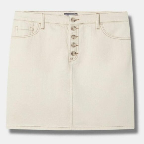Torrid Dresses & Skirts - Torrid Denim Button Fly Mini Skirt | Beige | Size 26 (5X)